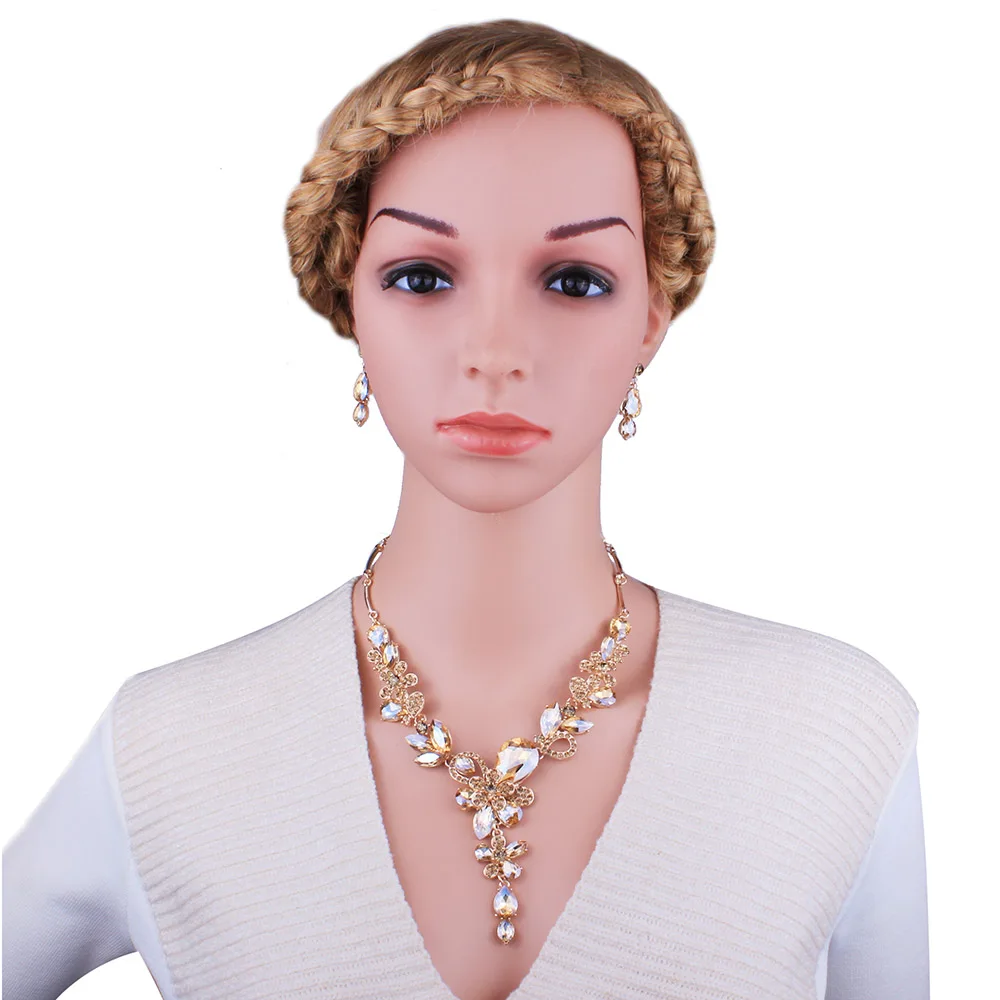 FARLENA ювелирные изделия, прозрачные хрустальные стразы, ожерелье, Комплект сережек для женщин, модные свадебные вечерние ювелирные наборы - Окраска металла: CN035BR