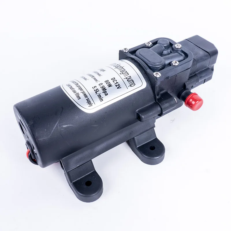 Мини DC 12V 80W 5.5L/min 0.9Mpa черный микро Электрический водяной насос высокого давления самовсасывающий мембранный Водяной насос для домашнего сада