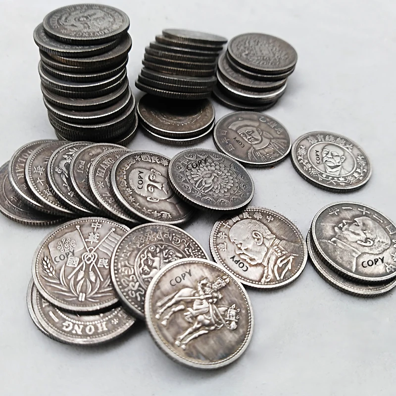 

50pcs Chinese coins 19mm Lucky Feng Shui Silver Coins Different kinds of Copy Coin