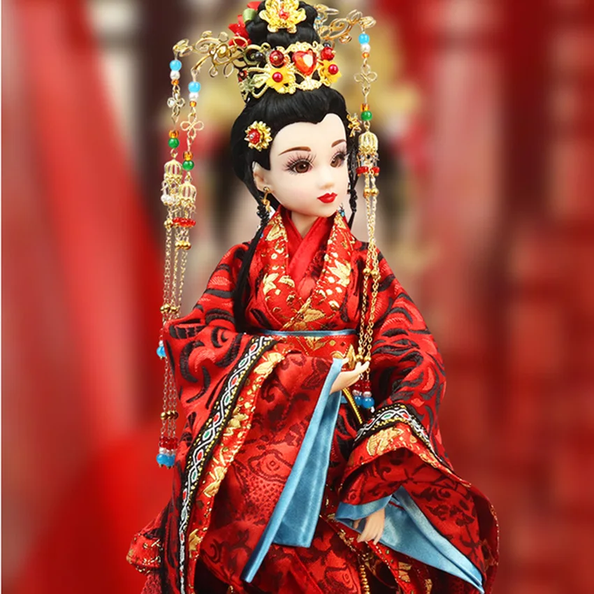 

Han Dynasty Bride in Ancient Costume Doll 34CM ABS Exquisite Handmade Doll With Clothes Headdress Gorgeous Wedding Dress ZL846