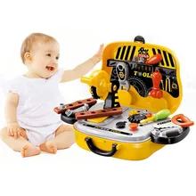 Вид строительный инструмент для ролевой игры Игрушки для маленьких мальчиков Пластик бензопила Hammer Детский чемодан сад Столярный инструмент коробка младенца комплект