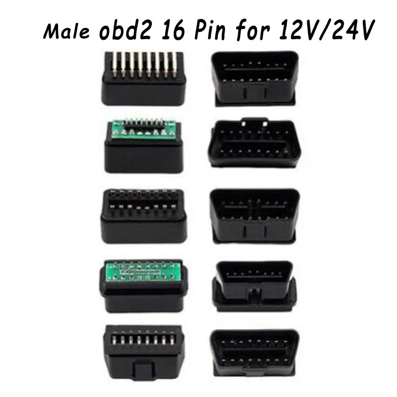 

6 Type OBD II OBD2 12V 24V OBD 16Pin Male Extension Opening Cable Car Diagnostic Interface Connector Plug Adapter