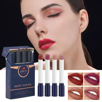 

4 Colors Cigarette Design Matte Lipstick Velvet Sexy Nude Lip Blam Lasting Makeup Waterproof Not Fading Lipstick