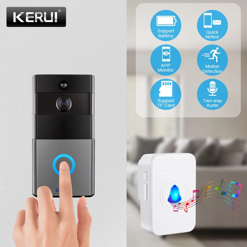 

KERUI IP08 Smart Wireless WIFI Video Doorbell Home Intercom 1080P IP Camera two-Ways Audio Night Vision Phone APP Monitoring