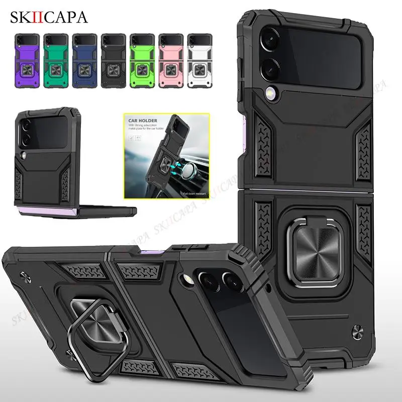 samsung flip3 case Magnetic Brushed Metal Phone Case For Samsung Z Flip 3 5G Aluminum Alloy Frame Buckle Hard Cover For Galaxy Z Flip3 5G SM-F711B samsung z flip3 case