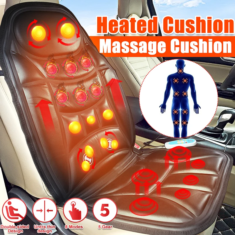 Electric Back Massager Chair Massage Cushion Vibrator Home Car Office Neck Lumbar Waist Pain Relief Seat Pad Heated Massage Mat