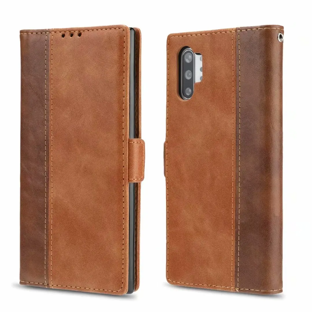 Кожаный чехол для huawei P20, P30, mate 20, Lite, чехол, Pro, сшитый стежком, книжка Etui, кошелек и samsung Galaxy A50, A30, Note 10 Plus, оболочка - Цвет: brown
