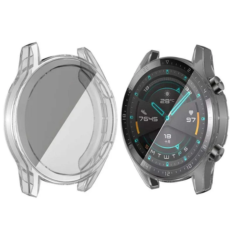 Чехол s с полным покрытием для huawei watch GT2 46 мм, чехол-Протектор, ТПУ, мягкий корпус, Внешняя рамка, защитные Смарт-часы