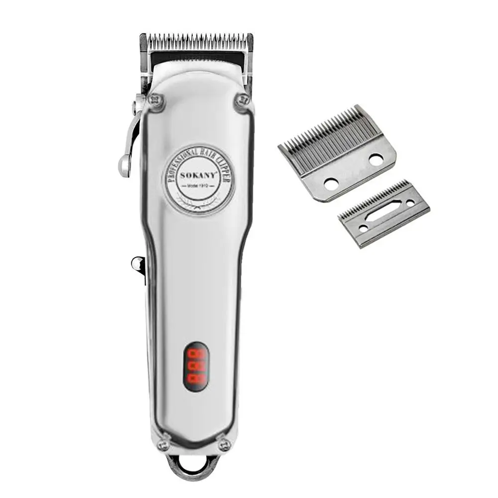add 1 blade set Полностью Металлическая профессиональная машинка для стрижки волос, электрический триммер для волос для мужчин, машинка для стрижки волос, точная Беспроводная Проводная машинка - Цвет: add 1 blade set