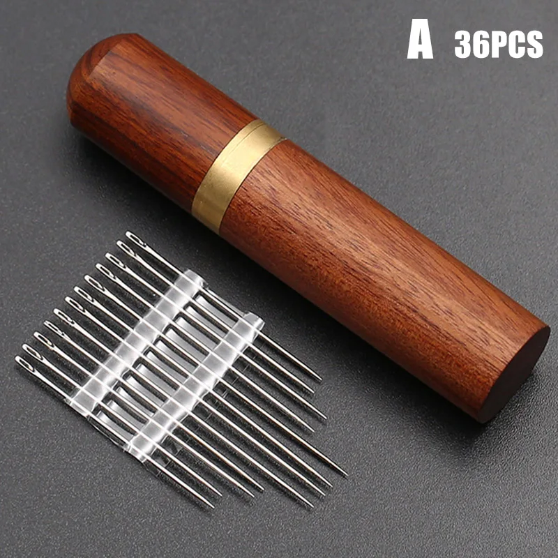 34PCS HOT Stainless Steel Self-threading Needles Opening Sewing Darning Needles Set TI99 - Цвет: 34PCS