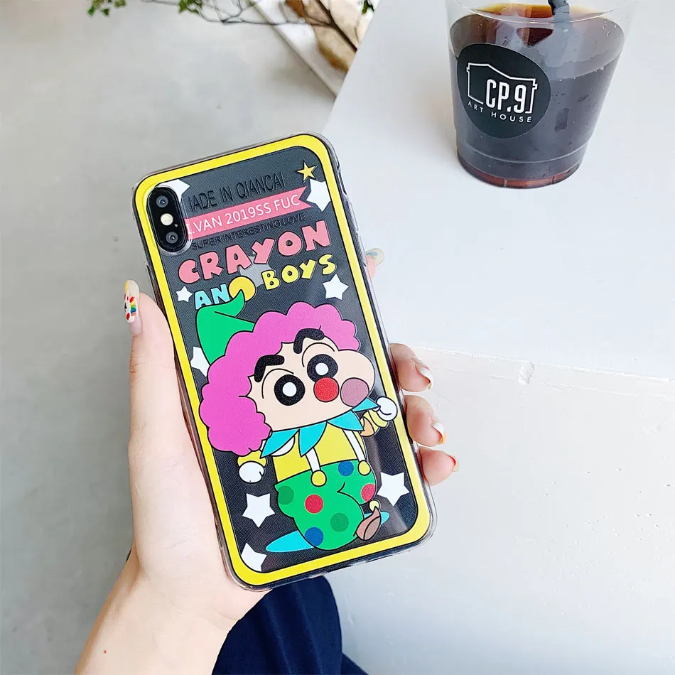 Милый мультяшный чехол для iphone 11 Pro, корпус мобильного телефона для iphone XS XR XS Max 6s 7 8 Plus Crayon Shin-chan Мягкий защитный чехол