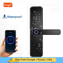 Cerradura de puerta inteligente con huella dactilar, dispositivo de cierre de seguridad para el hogar, con WiFi y tarjeta RFID, con contraseña electrónica