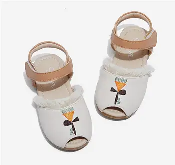 

Spring Autumn Hot Sale Explosion Little Girls Kids Sandals Cartoon Carrot Embroidery Beach Shoes Elegant Concise Toddler Sandal