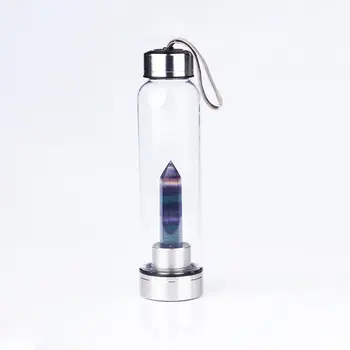 

Glass Crystal Obelisk Wand Healing Wand Bottle with Rope 2020 new Natural Quartz Gemstone Glass Water Bottle Direct Drinking Cup