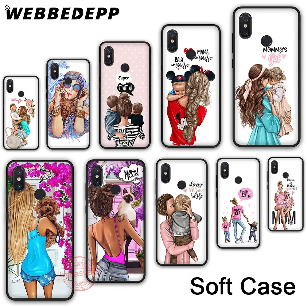 

Phone Case for Xiaomi Redmi Note 4A 5A 6A 7A 4X 5 6 7 8 K20 Pro Plus S2 Soft Cover 127N Fashion Brown Hair Baby Mom Girl Queen