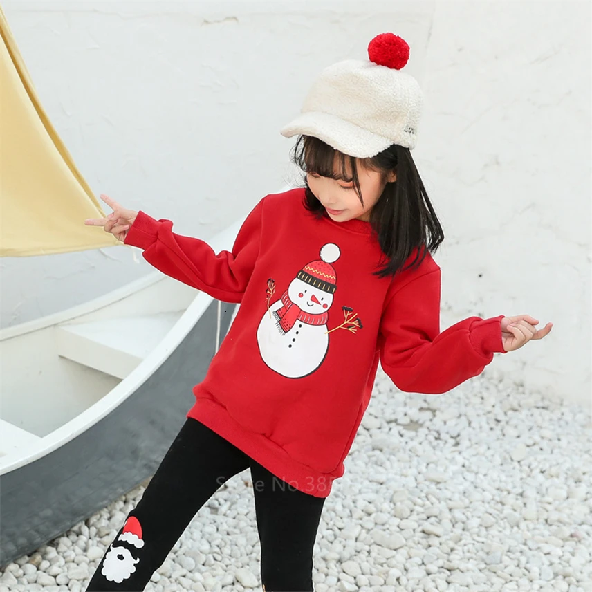 Семейные комплекты; Красный Рождественский свитер со снеговиком; новогодний Семейный комплект; зимняя теплая хлопковая бархатная Рождественская одежда для мамы и дочки