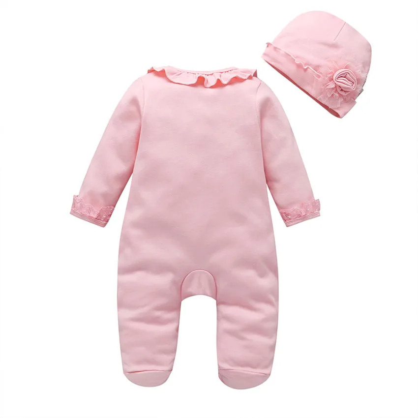 COSPOT/одежда для малышей весенне-осенний комбинезон для малышей, Женская однотонная Одежда с бантом и кружевом, милая шапка, 201930