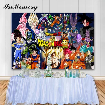 

InMemory Anime Dragon Ball Theme Backdrop Child Birthday Vinyl Banner Custom Name Photo Background Photography Studio Props 7x5