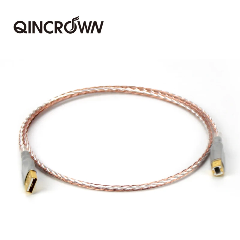 QINCROWN лихорадка A-B USB кабель Hi-Fi одной с украшением в виде кристаллов Медь
