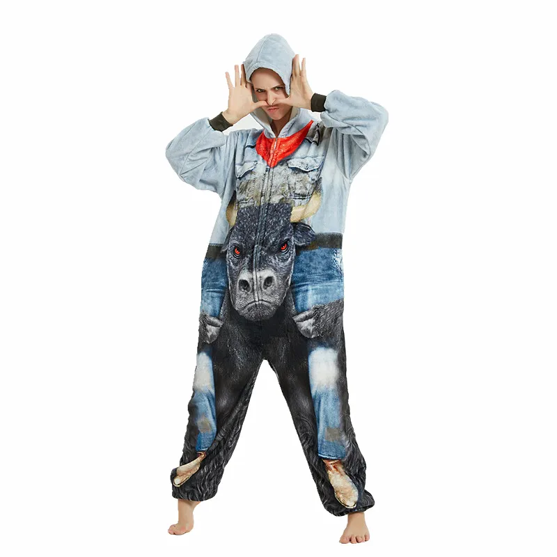 Triceratops Dinosaur Husky Minotaur Cat Lion Panda mongoose Kigurumi for Adults Halloween Cosplay Costumes Onesies Pajamas