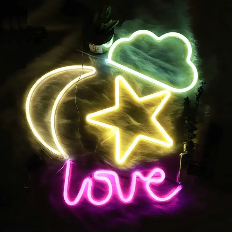 Светодиодный ночсветильник с зарядкой от USB декоративная лампа надписью Love