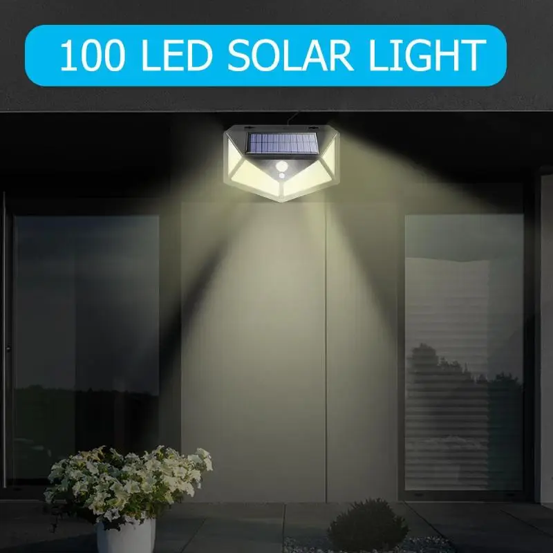 1/2шт 100LED солнечный светильник, Открытый PIR датчик движения, солнечная энергия, настенный светильник, фонарь, водонепроницаемый, для двора, сада, дорожка, Лампа безопасности