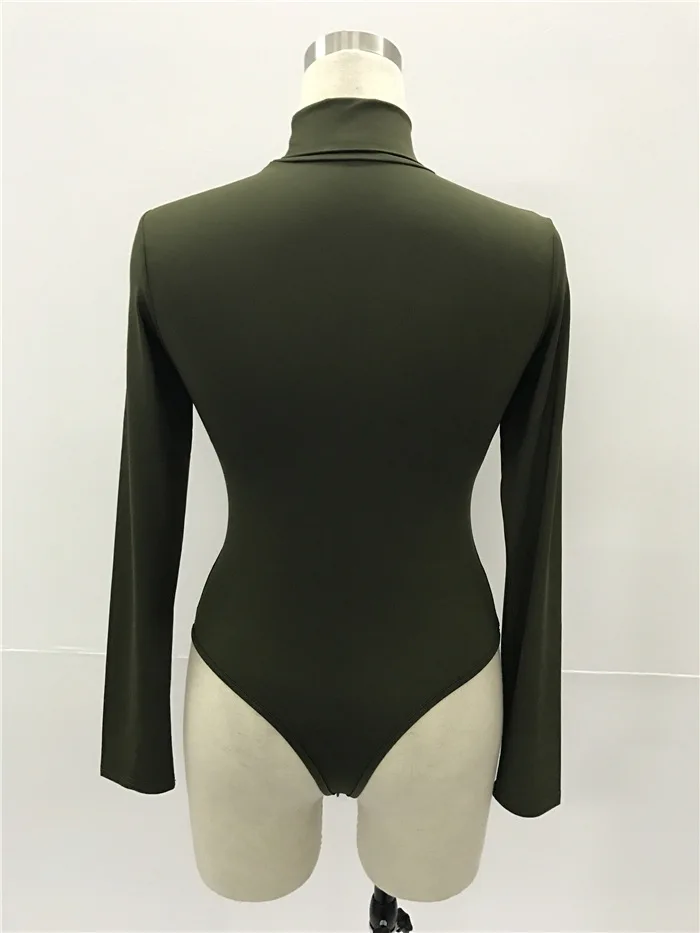 thong bodysuit Autumn Casual Turtleneck Thin Skinny Women Basic Bodysuit Long Sleeve Top Office Lady Elastic Elegant Solid Jumpsuits High Waist cut out bodysuit