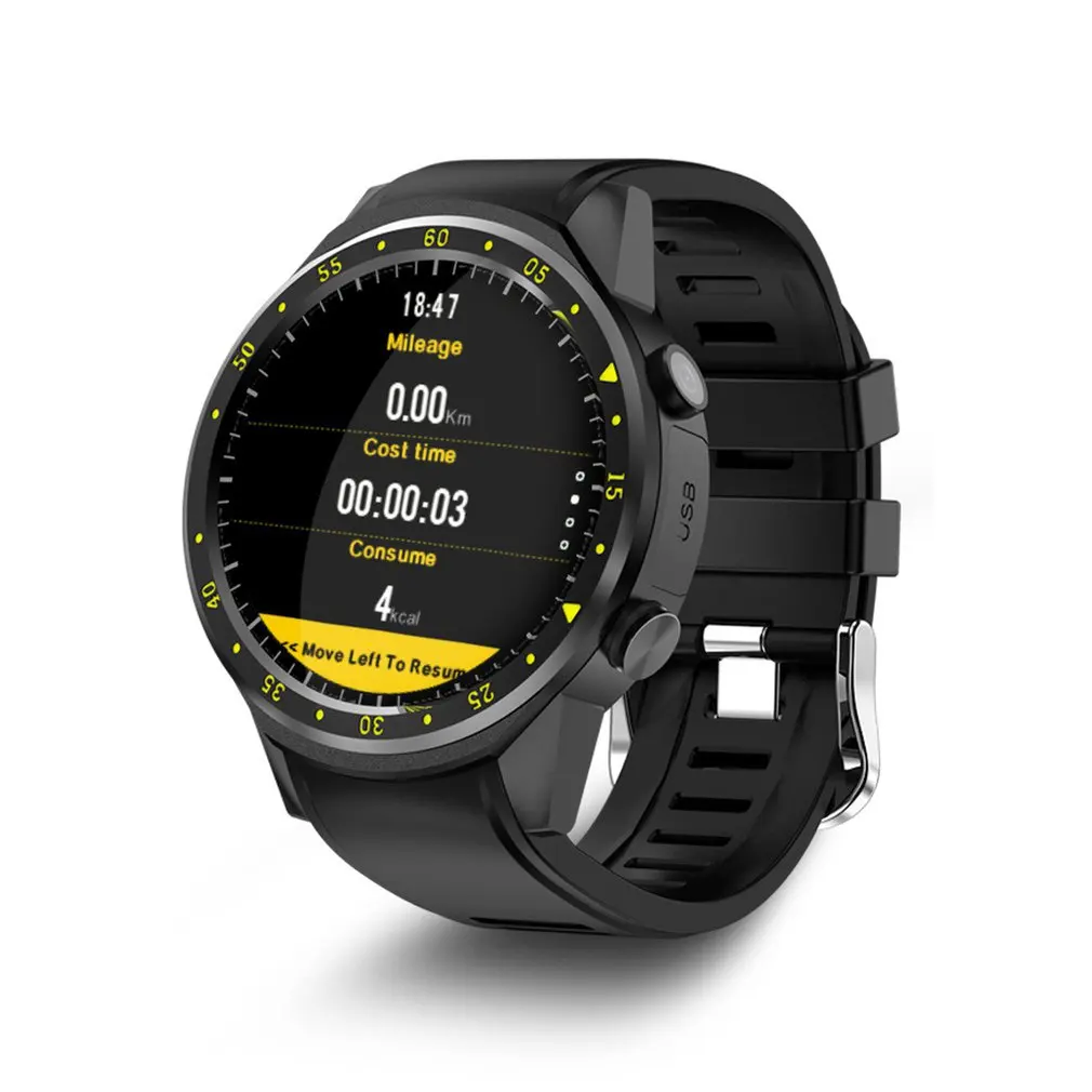 Черный F1 Sport Smart Watch With GPS Camera Support Stopwatch Smartwatch SIM Card Wristwatch For Android IOS Phone - Цвет: Черный
