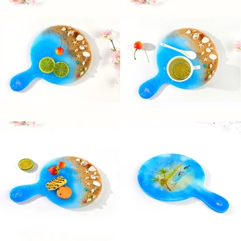 

Beach Service Plate Tray Resin Mold Sea Wave Painting Art Serving Tray Mold Tool