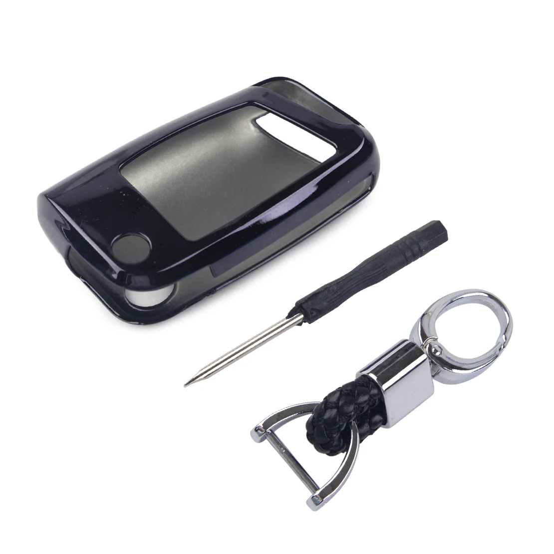 black CITALL подходит для VW Golf7 Tiguan Polo Audi A1 Skoda ТПУ Флип автомобильный брелок кольцо чехол пластиковые аксессуары - Название цвета: black