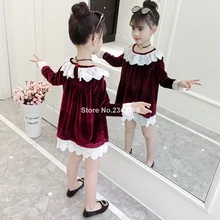 Весеннее детское платье для девочек, платье с длинными рукавами для девочек, детские платья из бархата золотого цвета, костюм для детей 6, 8, 12 лет, одежда для девочек-подростков