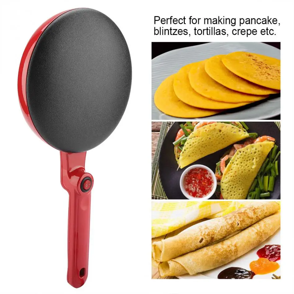 Commercial Electric Crepe Maker Machine Adjustable Temperature Mini Pancake Machine Home Baker Machine Stainless Steel Countertop Griddle Non-stick Crepe Maker Home Baking Pancake Machine 1550W 