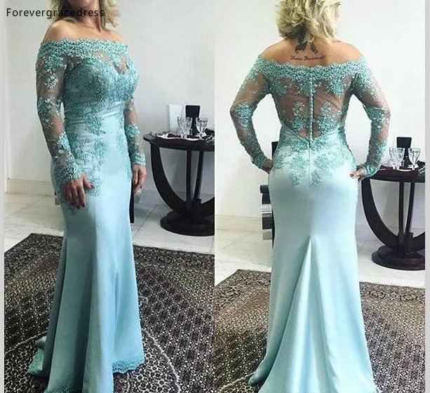 Vintage Off Shoulder Lange Mouwen Moeder van de Bruid Jurken Formele Vrouwen Dragen Avond Wedding Party Gasten Jurk Vintage Off Shoulder Lange Mouwen Moeder van de Bruid Jurken Formele Vrouwen Dragen Avond Wedding Party Gasten Jurk