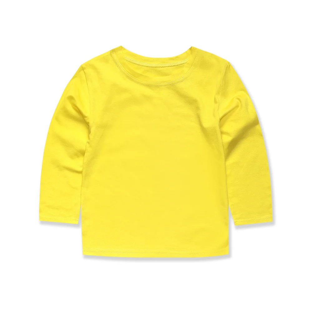 Футболка для мальчиков однотонные топы с длинными рукавами для девочек, разноцветные хлопковые футболки для малышей, детская повседневная домашняя одежда футболка с длинными рукавами