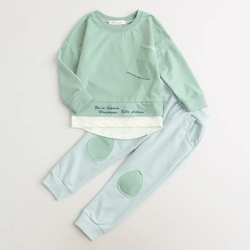 Bear leader/комплекты детской одежды г. Модные Стильные комплекты одежды для малышей футболка с длинными рукавами в стиле пэчворк+ штаны, 2 шт., одежда для детей