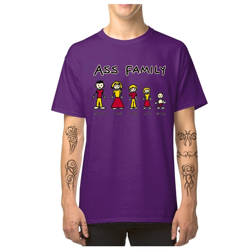 Europe 100% Cotton Men Short Sleeve T Shirt Printed On Summer Fall T Shirts Unique Tops Tees Designer Round Neck Ass Family. Smart Wise Jack Lazy Dumb.-801 purple