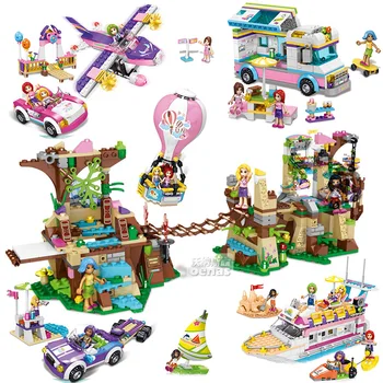 

Children's Educational Model Building Blocks Toy Compatible Classic Friends City Girls Hot Air Balloon Login Island Brick Gift