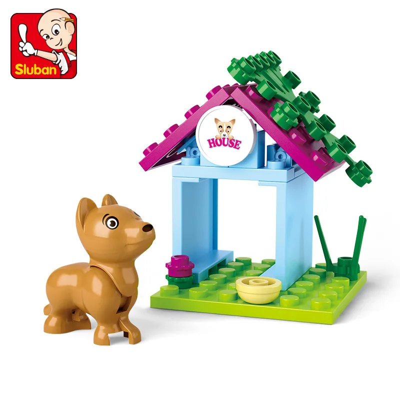 

SLUBAN Girl Friends 19pcs Pet Puppy Dog House Model Building Blocks Compatible Legoinglys Bricks Animal Toys for Children