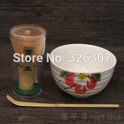 Япония ручной работы Batidor комплект маття Maccha венчик чаша чайный сервиз, совок японский зеленый чай пион Древовидный