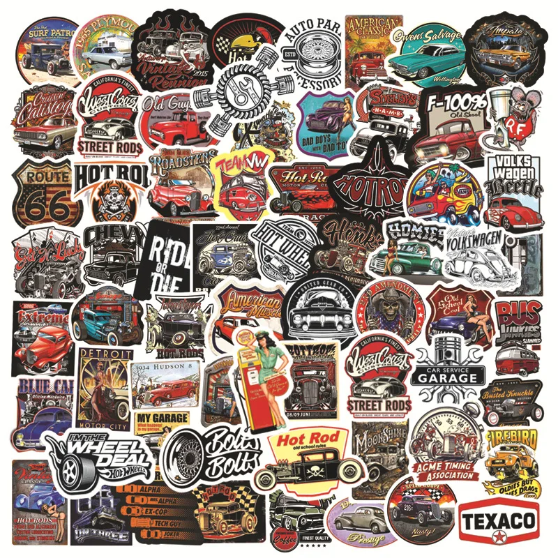 10 50 100pcs modified retro classic car stickers cool laptop guitar luggage waterproof graffiti sticker decal kid classic toys sticker aliexpress