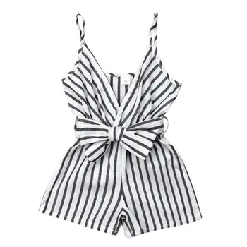 

Summer Newborn Kids Baby Girls Beach Rompers Cute Big Bow Striped Strap Toddler Infant Sunsuit Sleeveless Kids Outfit Clothes