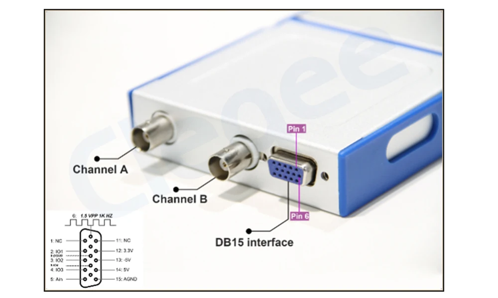 Cleqee Android и PC виртуальный цифровой USB портативный осциллограф может подключить 2 канала полосы пропускания 20 МГц/50 МГц выборки данных 50 м/1 г