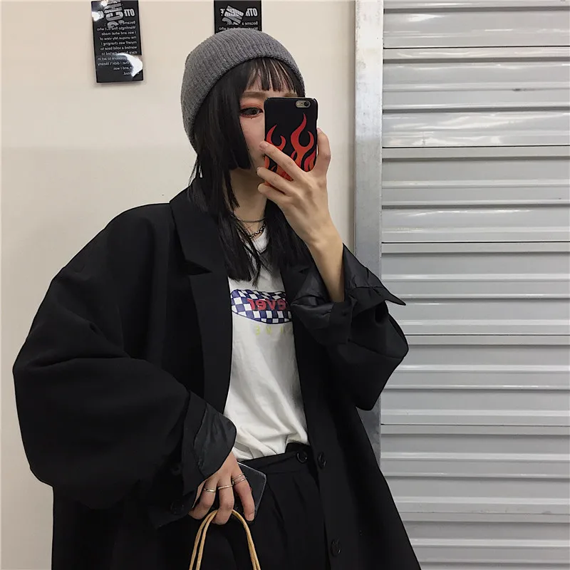 Энергичная Одежда для девочек, Осень-зима, Южная Корея, INS, Harajuku, Ретро стиль, воротник поло, простой однотонный повседневный костюм, куртка для мужчин и женщин