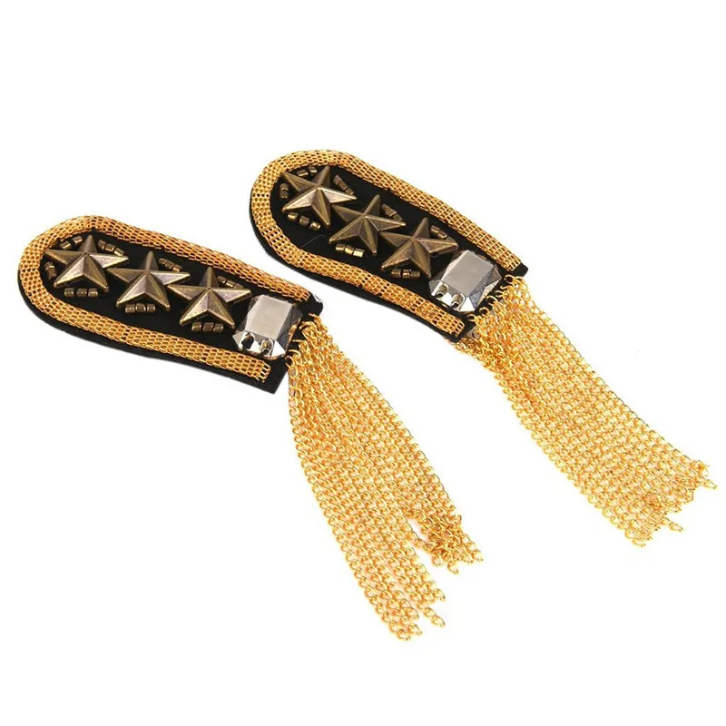 1 пара звезда кисточкой звено цепи Epaulet наплечный знак, золото