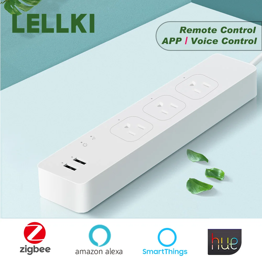 Zigbee Plug Socket US Smart Power Strip 10A 220V Remote Control Smart Home Timer with Work Tuya Hub Hue SmartThings Smart Home