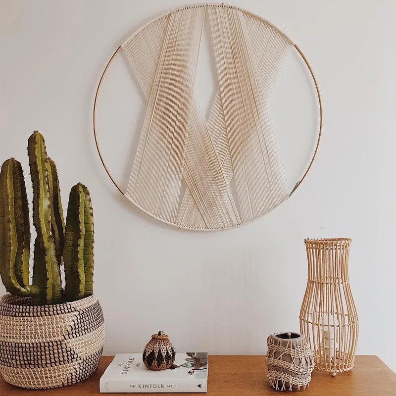 Nordic Ins Wall Hanging Decoration Round Circle Cotto Rope Woven