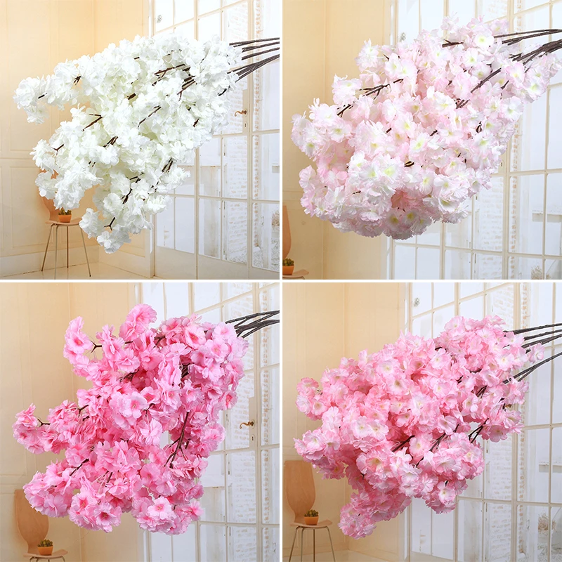 Flor de Cerezo Artificial, árbol de cerezo rosa y blanco, flor de seda de  primavera, bonsái DIY, arco, accesorios de boda, decoración del  hogar|Flores artificiales y secas| - AliExpress