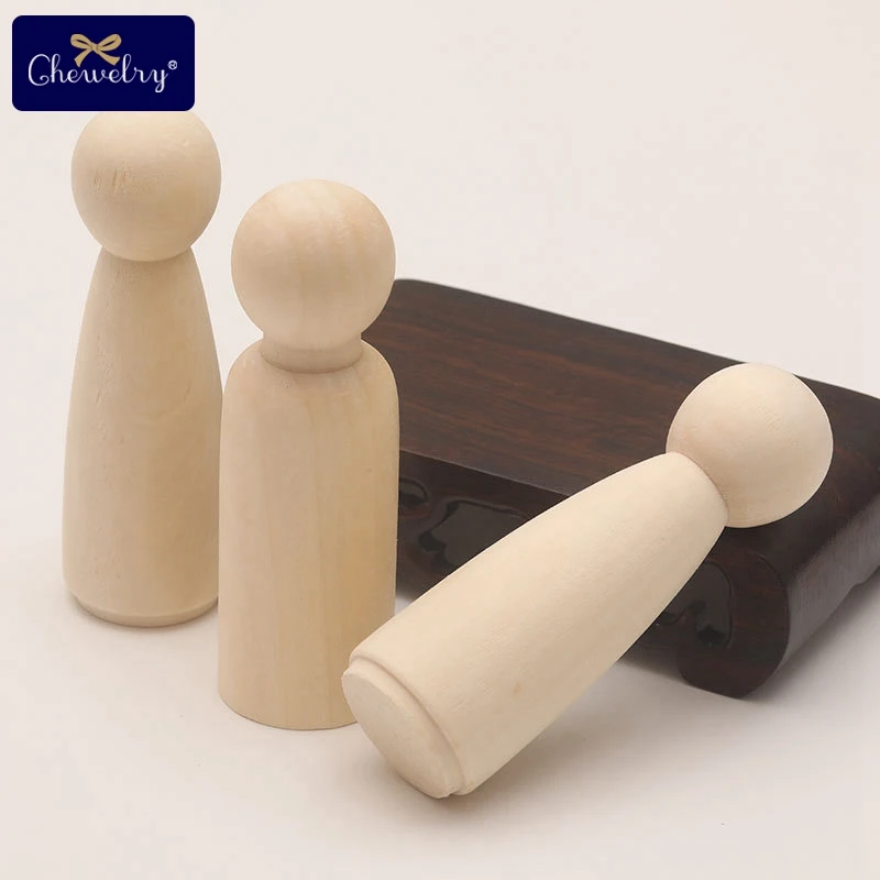 75mm/90mm Wooden Peg Dolls 5pcs/Lot Wood Crafts Kids DIY Handmade Toys Home Nursery Decoration Wooden Blank Women Men Peg Dolls