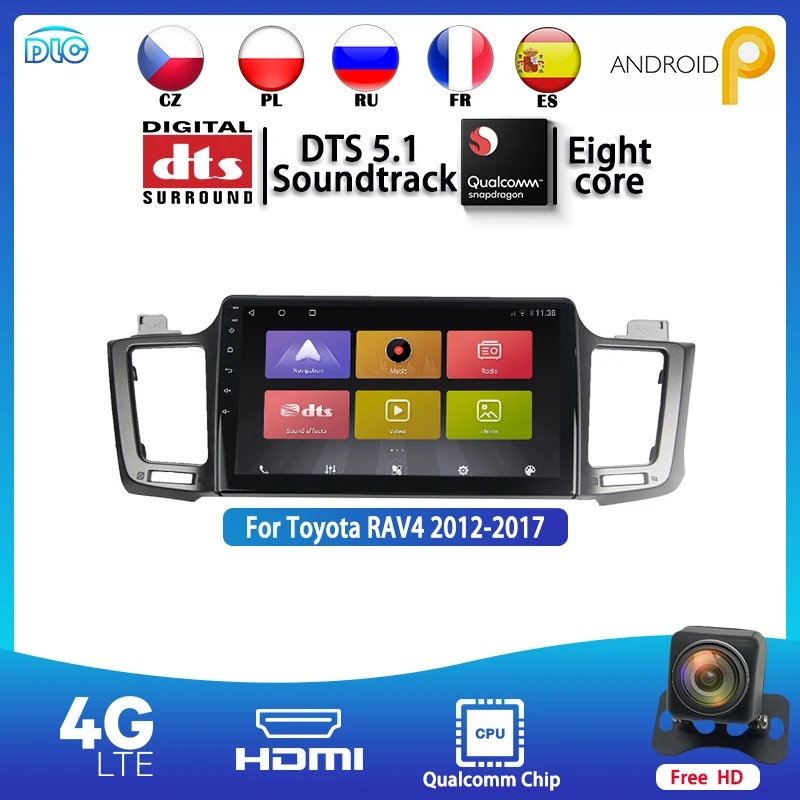 

DLC Qualcomm Chip 1280*720 IPS 10Inch Android 9.0 GPS Stereo FM/RDS DTS BT WIFI+4G For 2012-2017 Rav4 4+64G DSP Car PlayerMedia