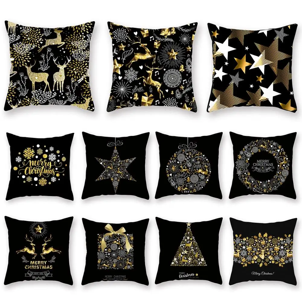 QIFU 45x45cm Elk Snowflake Santa Claus Christmas Pillowcase Christmas Decor for Home Christmas Navidad Xmas New Year
